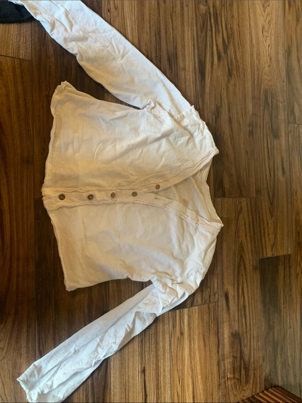 SHEIN Cream Button-Front Long Sleeve Crop Top